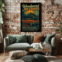 Woodward M1 Cruise Vintage Automotive Poster
