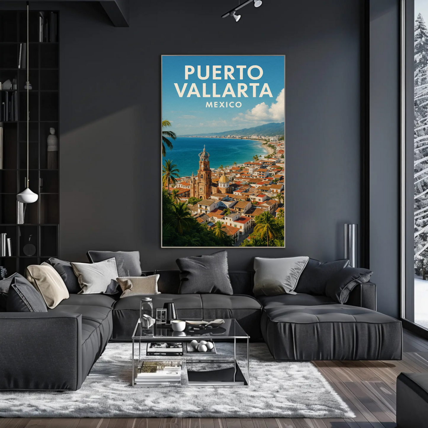 Puerto Vallarta Mexico Aerial Beach View Travel Poster