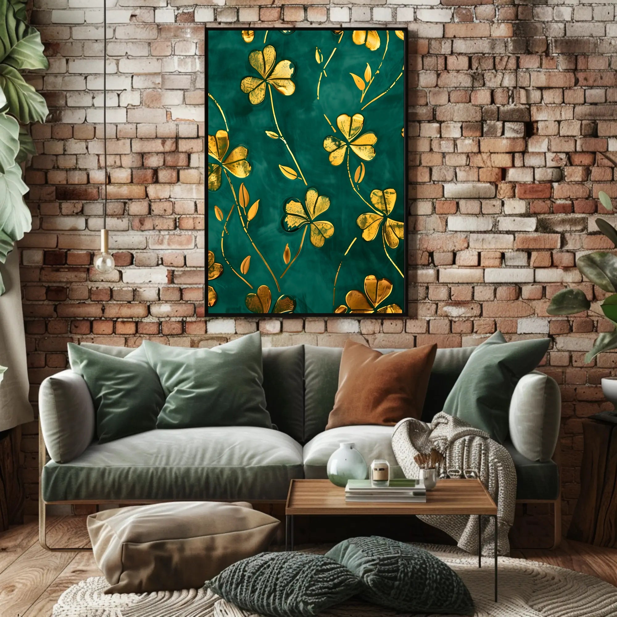 Golden Clovers Luxury Art Print Abstract or Artistic Poster