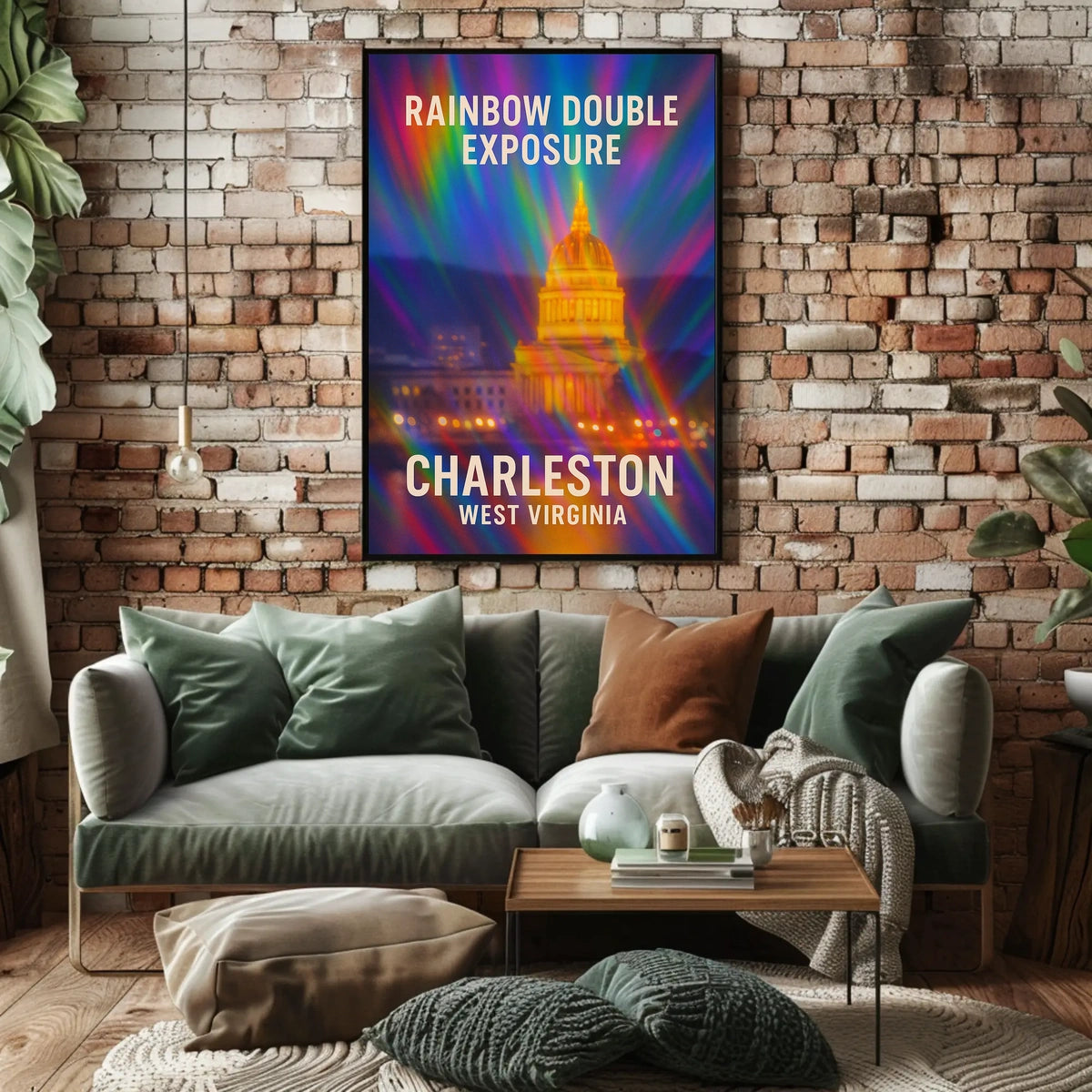 Rainbow Double Exposure Charleston Poster