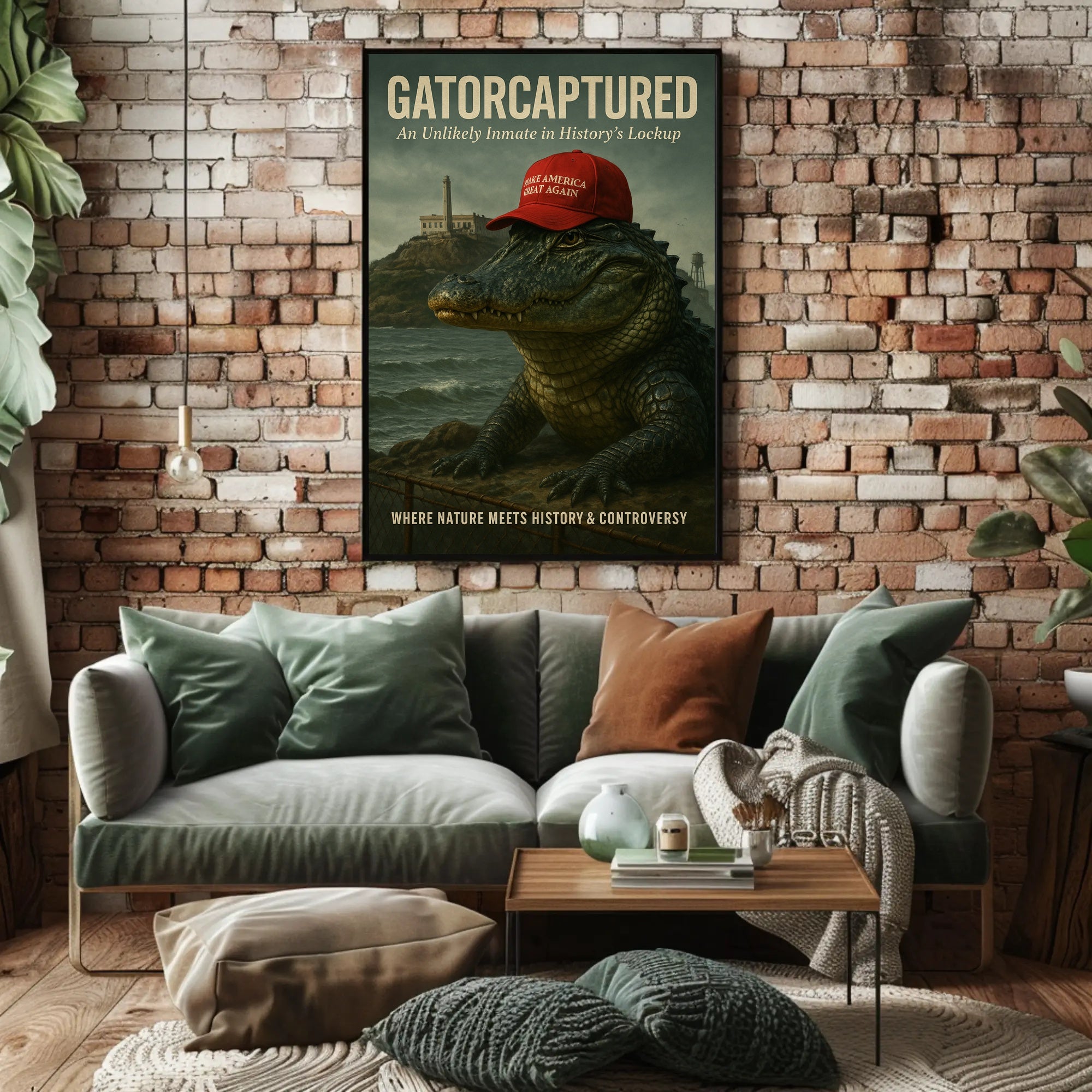 Alligator in Red Cap Political or Propaganda Poster PosterGoat