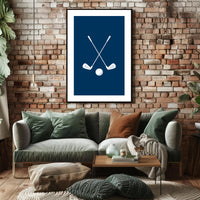 Elegant Golf Club Duo: Minimalist Sports Poster