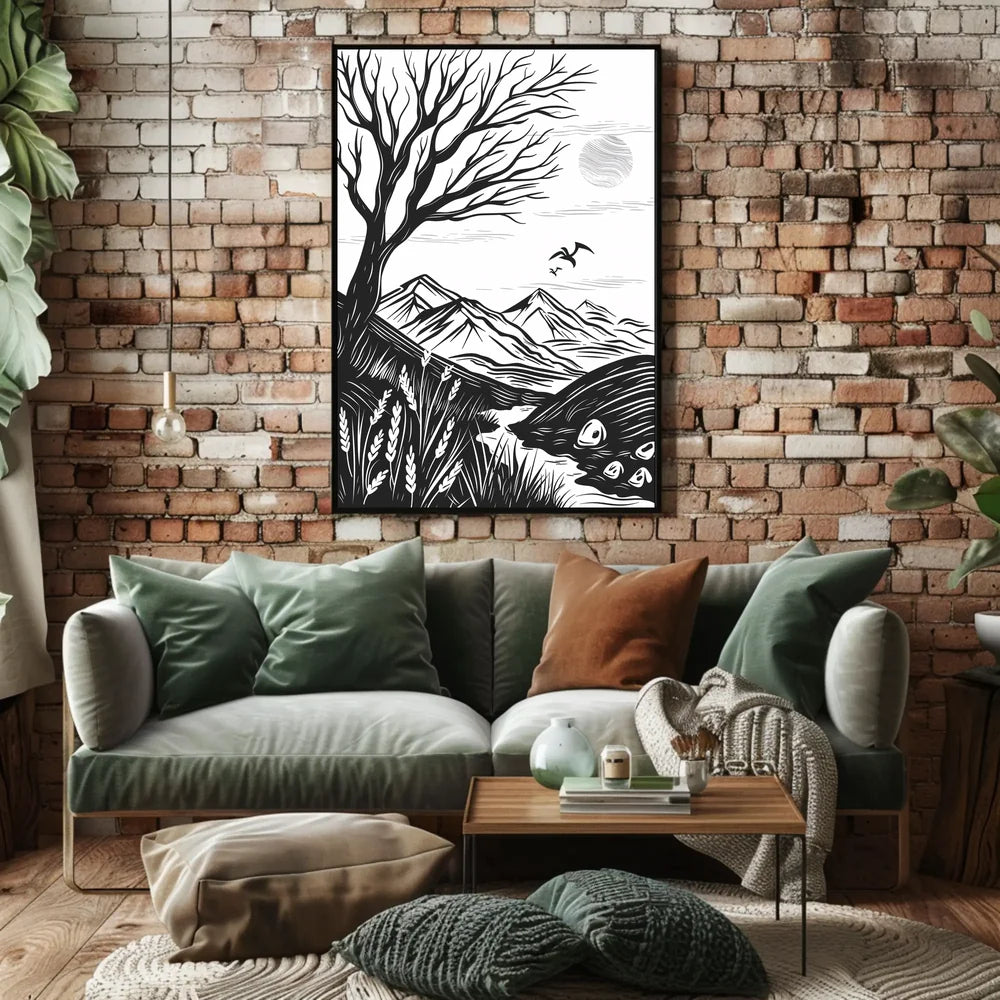 Modern Minimalist "N" Design Art Poster