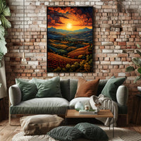 Sunset Over Rolling Hills Poster