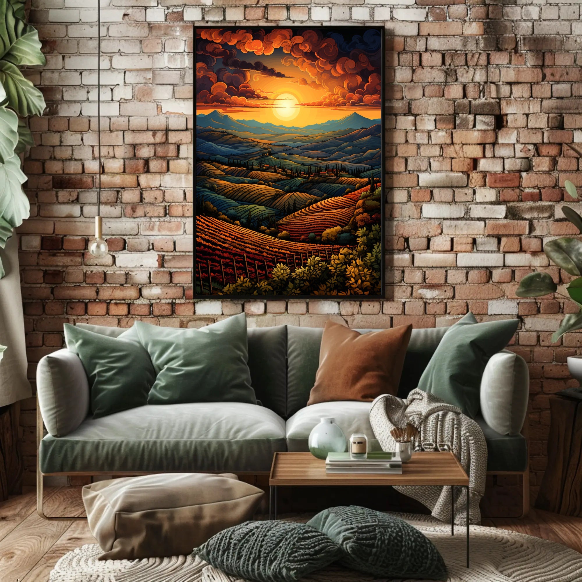 Sunset Over Rolling Hills Poster