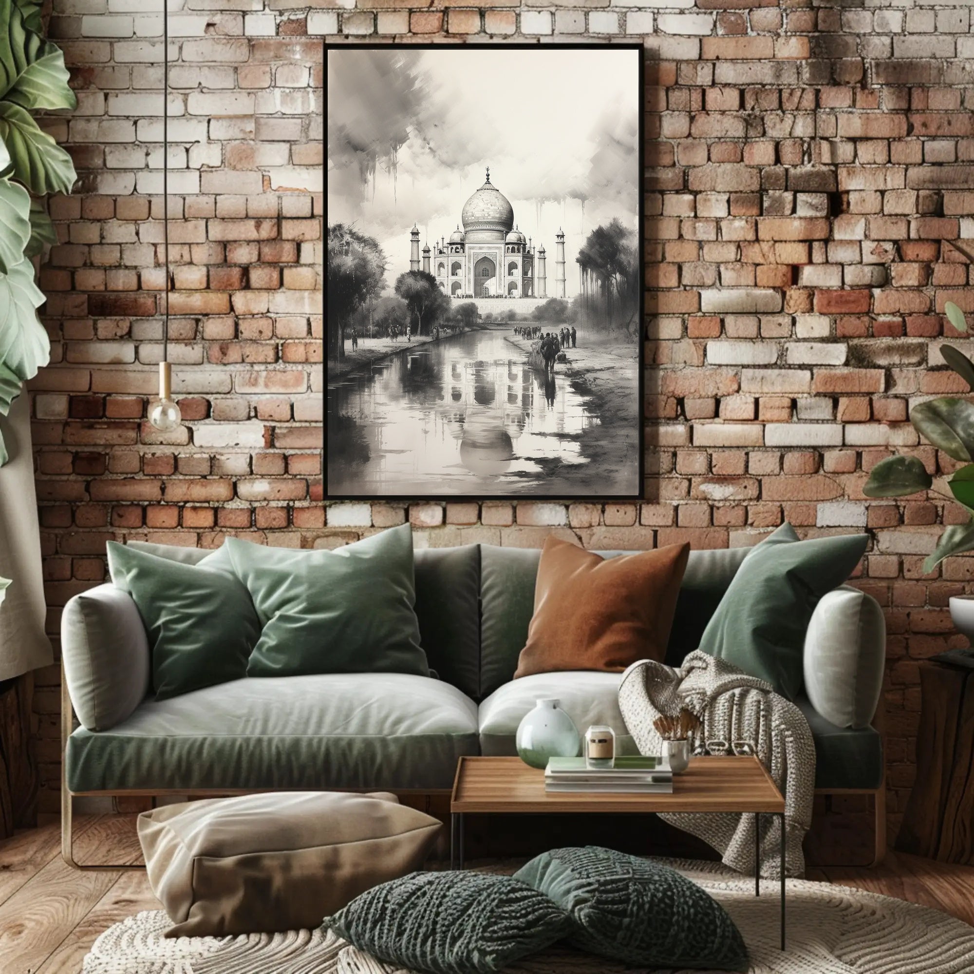 Taj Mahal Grayscale Serenity Travel Poster
