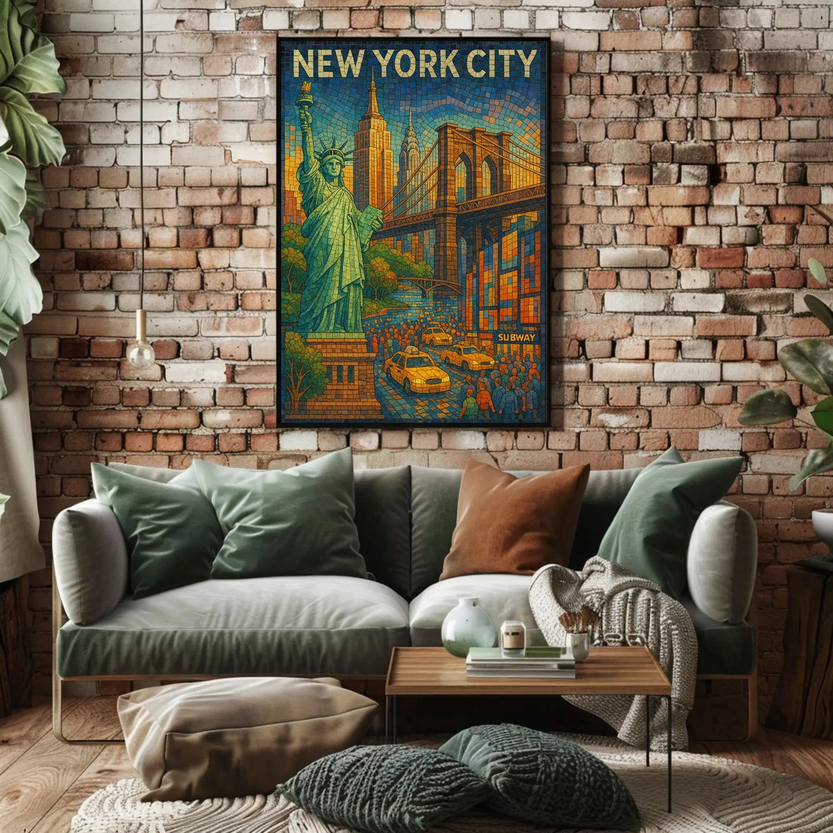 New York City Mosaic Poster Vibrant Urban Art Lovers