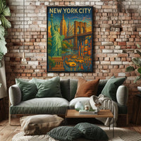 New York City Mosaic Poster Vibrant Urban Art Lovers