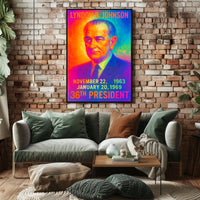 Lyndon B. Johnson 36th President of the United States Neon Gradient Overlay Poster