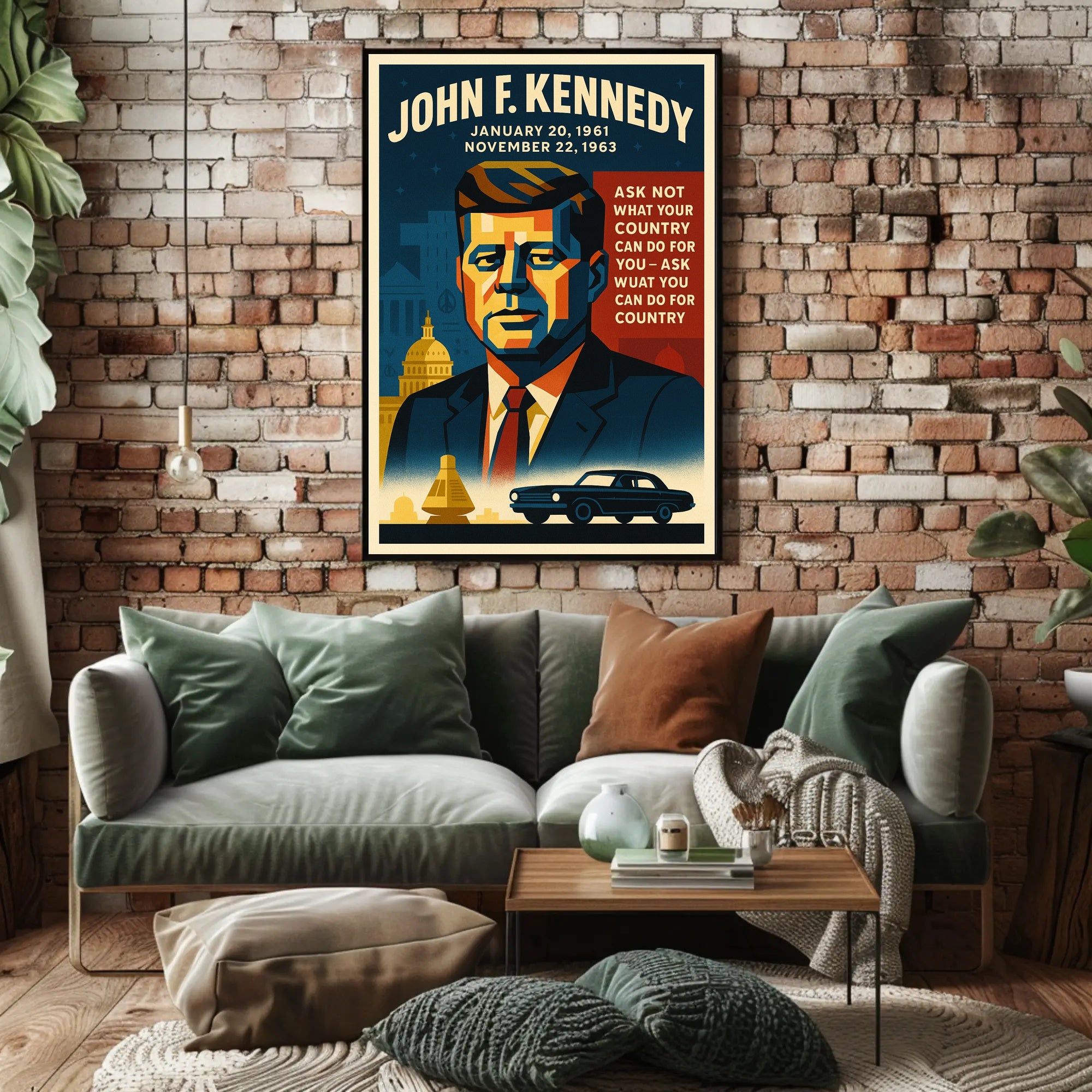 John F. Kennedy Vintage Patriotic Historical or Presidential Poster