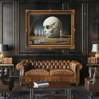 Surreal Skull Scene in Abstract Artistic Poster