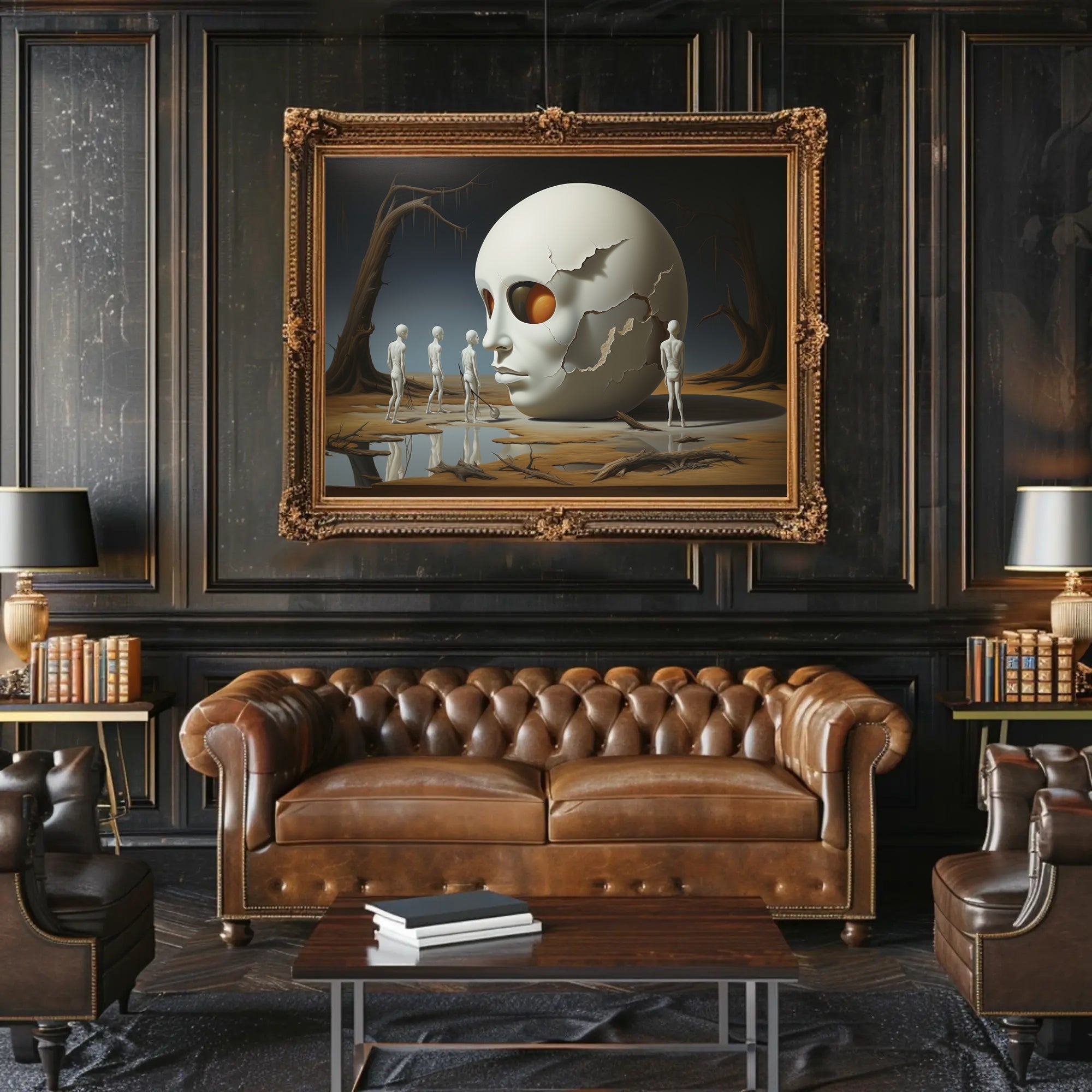 Surreal Skull Scene in Abstract Artistic Poster