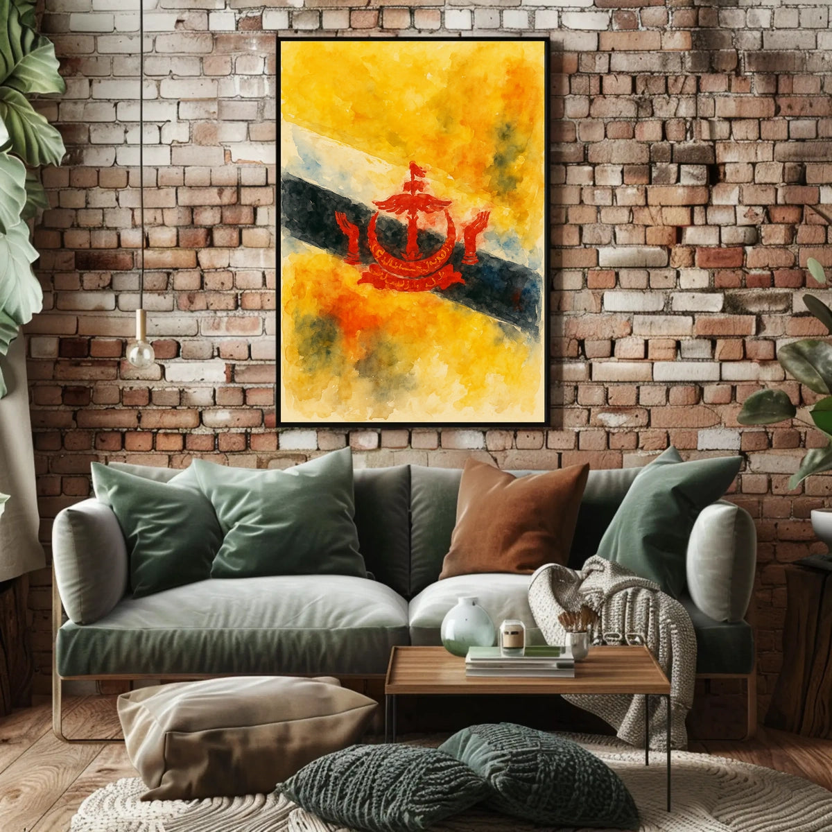 Brunei Flag Watercolor Art Poster