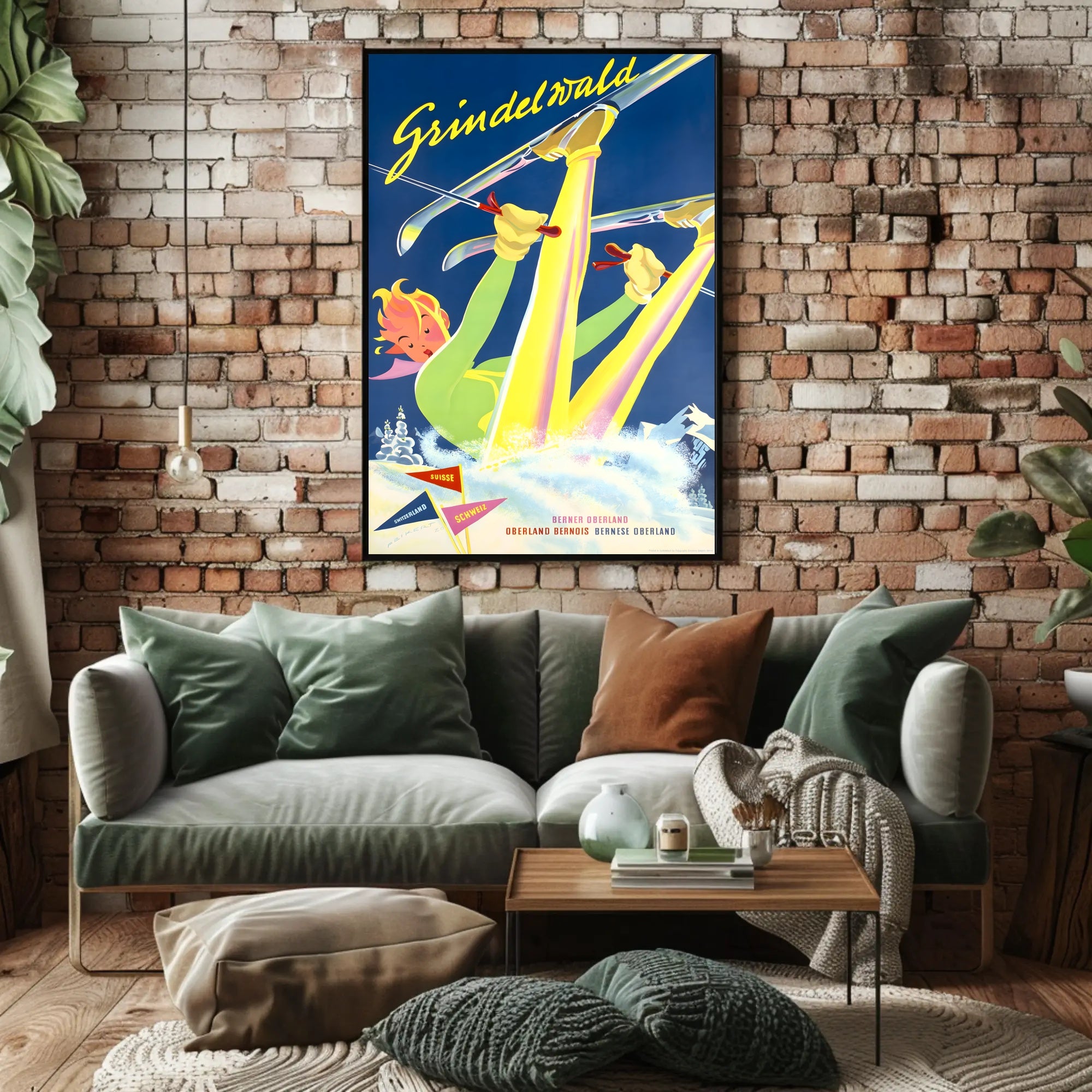 Swiss Ski Adventure Vintage Travel Poster PosterGoat