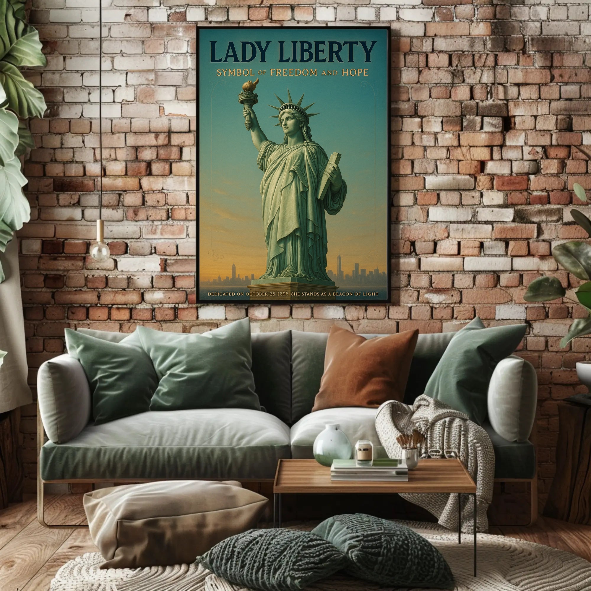 Statue Of Liberty Patriotic Poster Vintage Wall Art