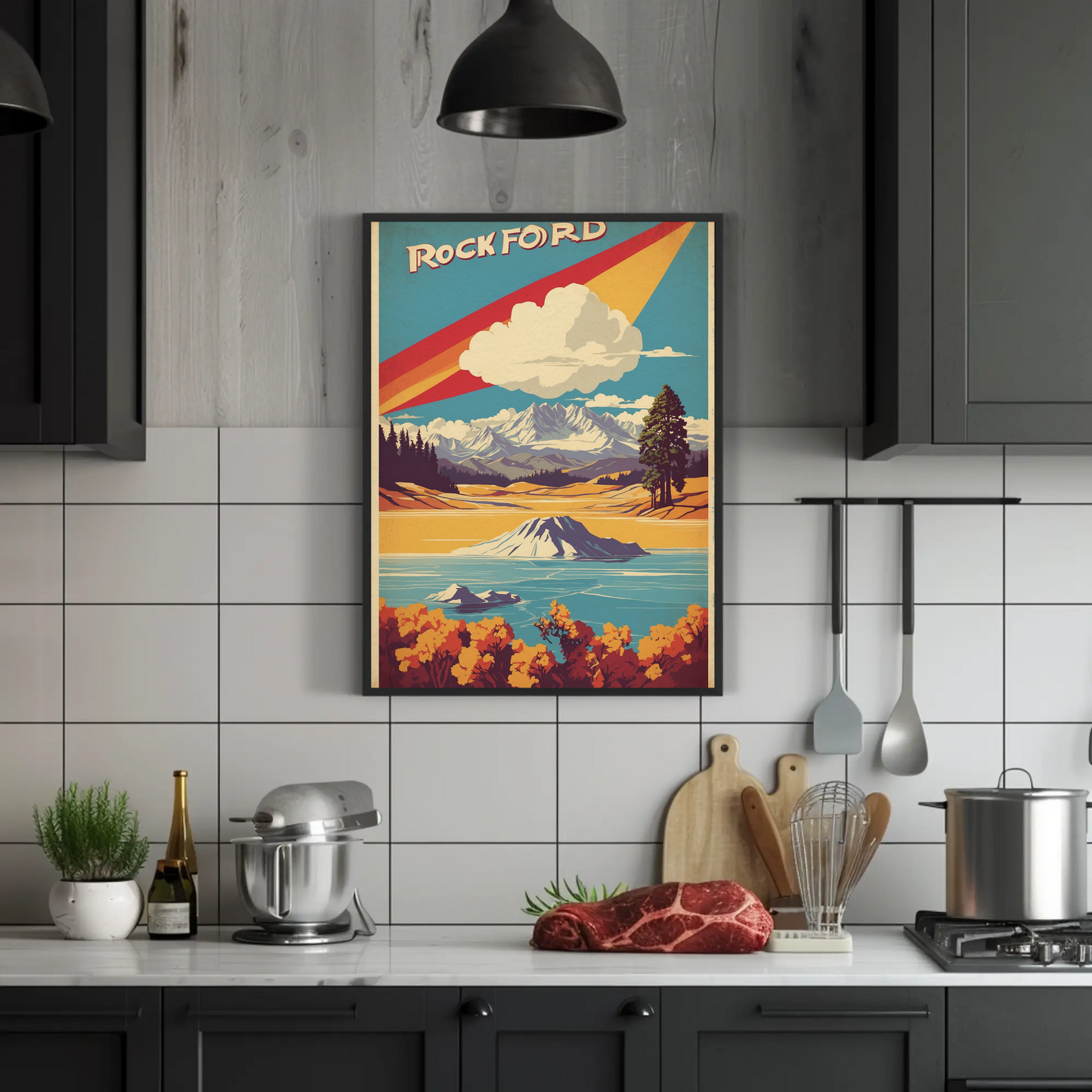 Rockford Illinois Vintage Travel Poster Artwork