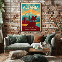 Albanian Alps Adventure Vintage Travel Poster
