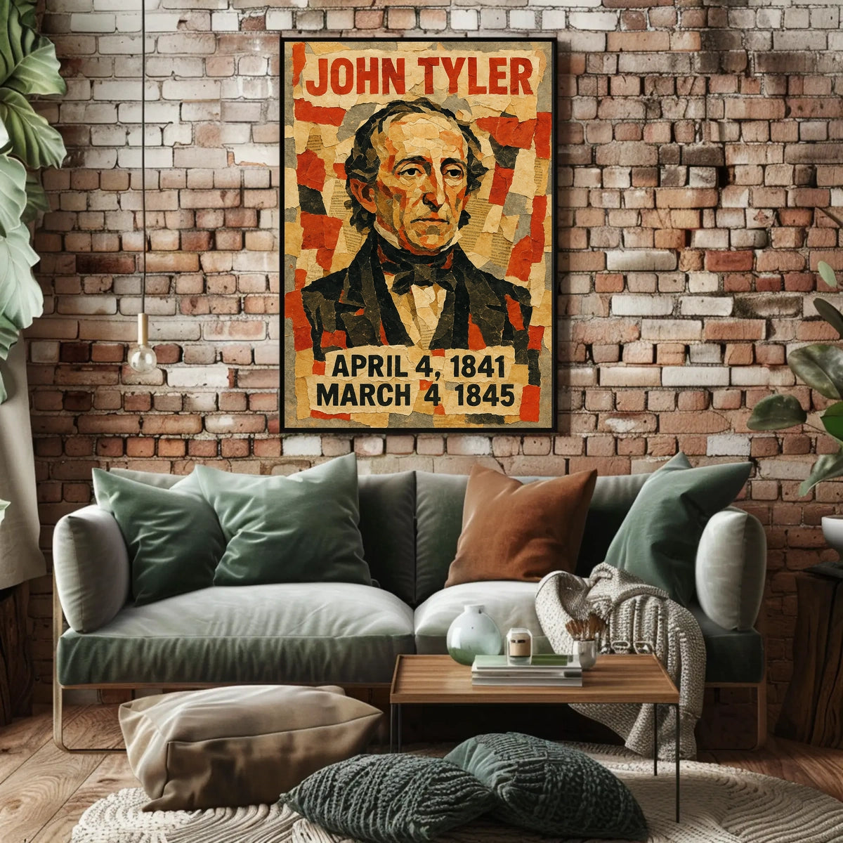 John Tyler 10th President of the United States Layered paper Collage Poster
