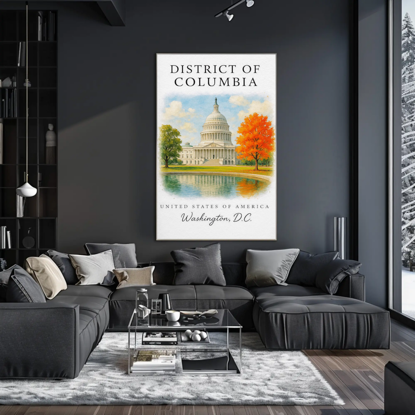 Washington DC Capitol Autumn Reflection Travel Poster