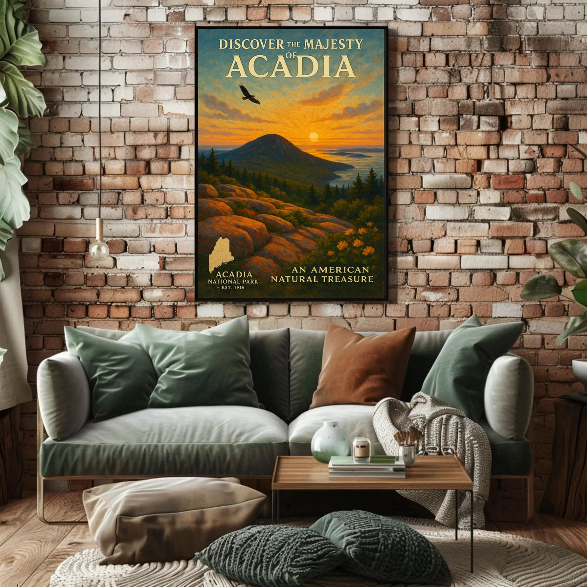 Acadia National Park Sunrise Scenic Vintage National Park Poster