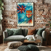 Fiji Flag Watercolor Art Poster