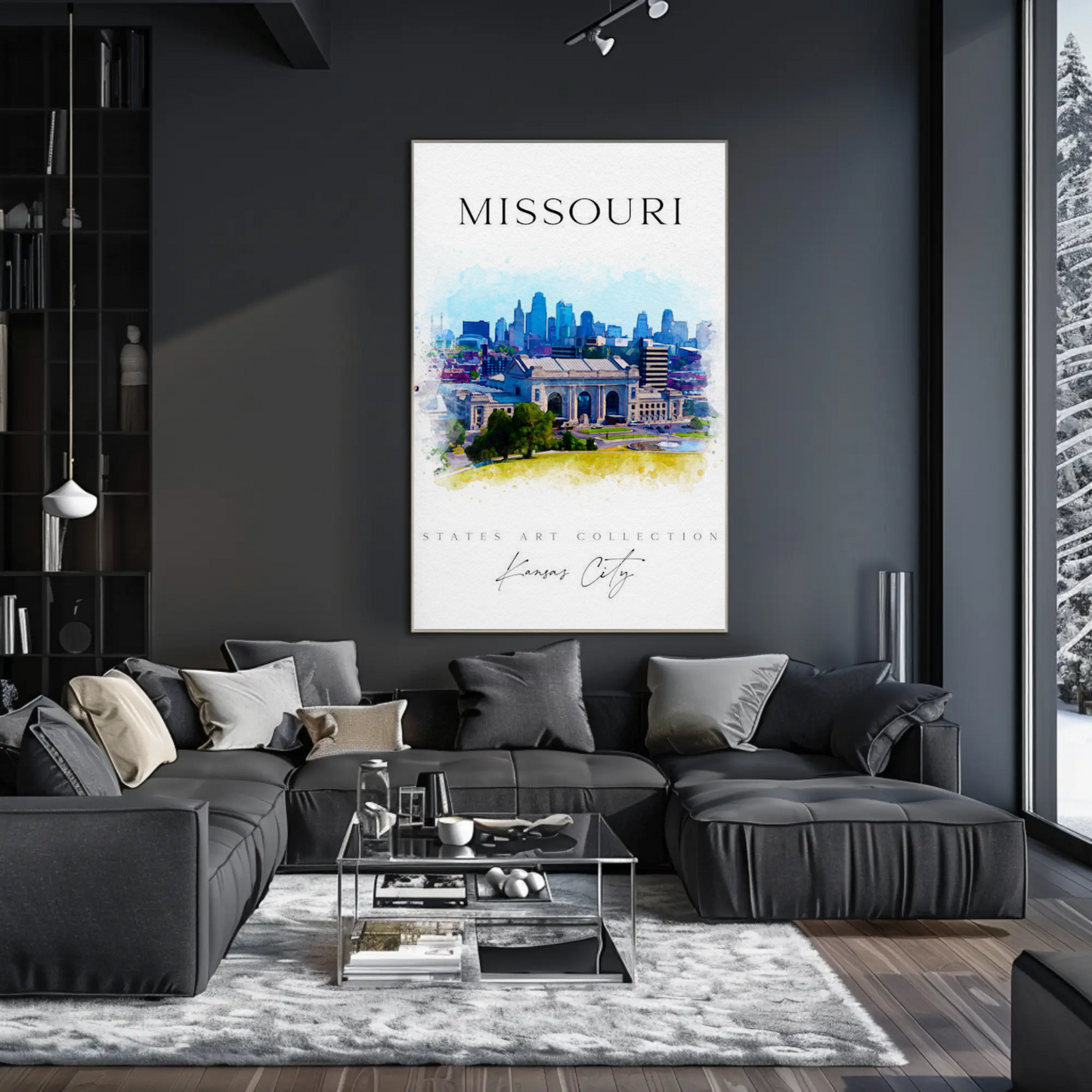 Kansas City Missouri Skyline Watercolor Poster Poster