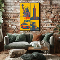 New York City Landmarks Cityscape Poster Retro Wall Art