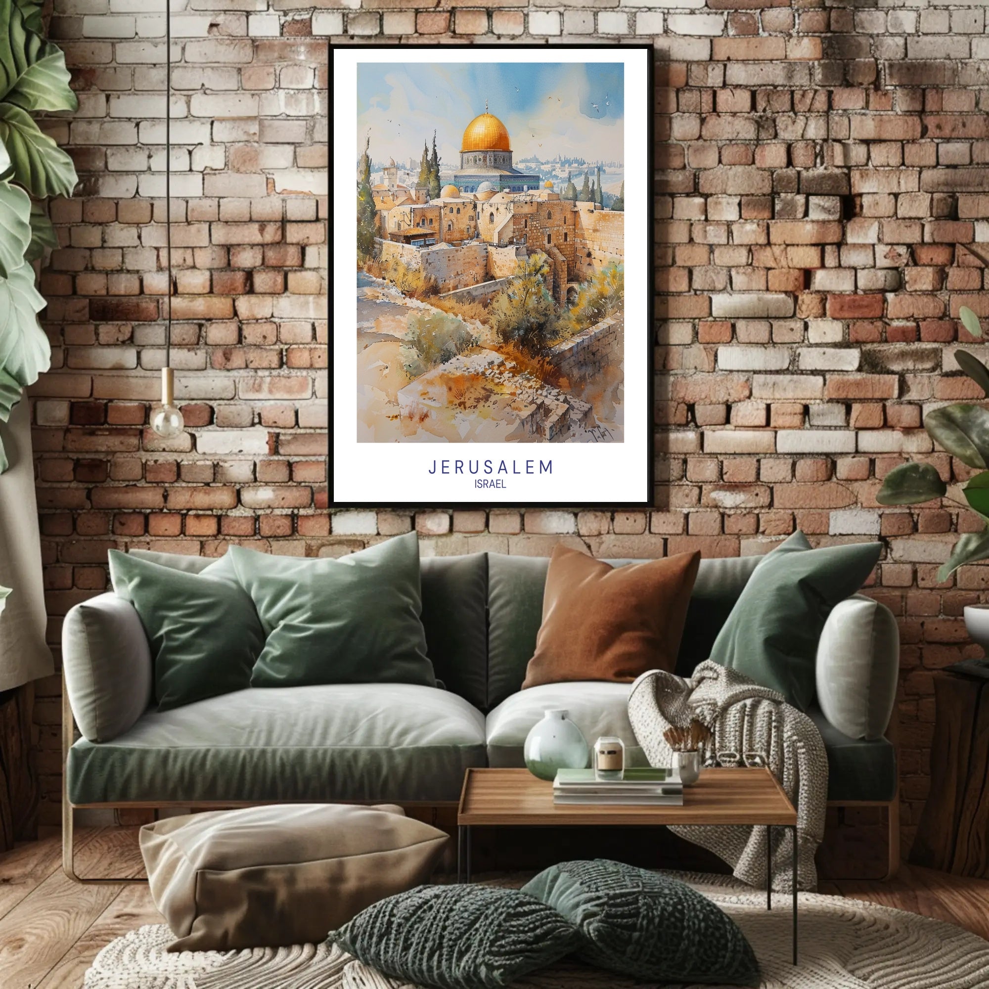 Jerusalem Architectural Watercolor Art Travel Poster PosterGoat
