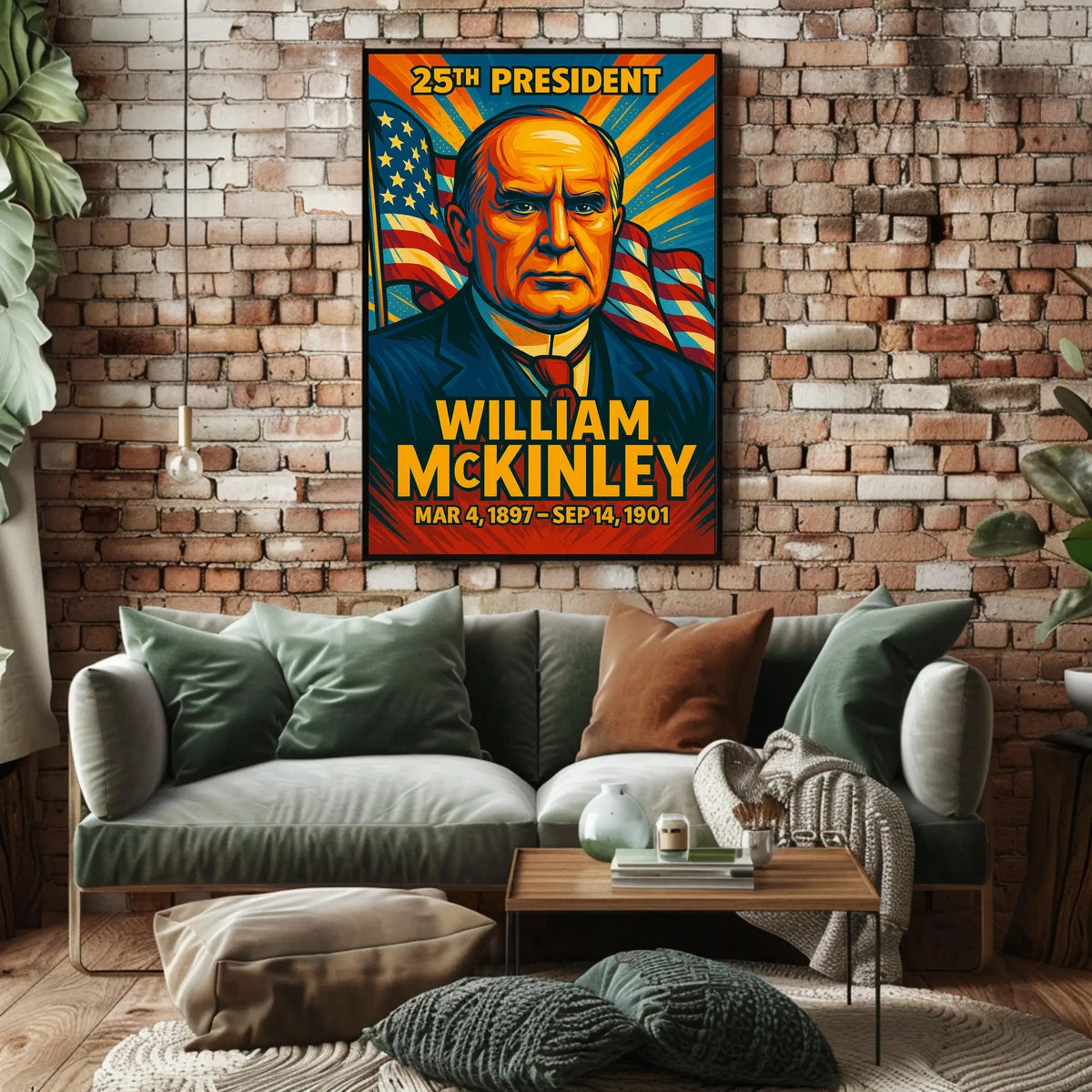 William McKinley 25th President of the United States Colorful Comic Book Style Poster