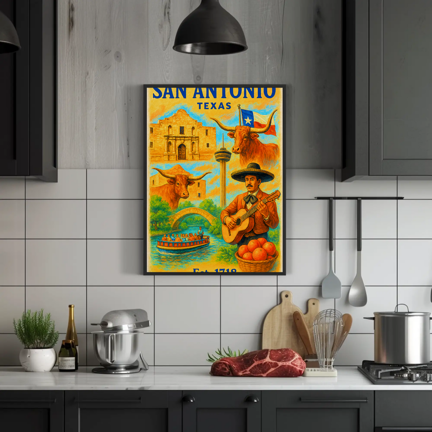 San Antonio Texas Poster With Alamo Vintage Travel Poster