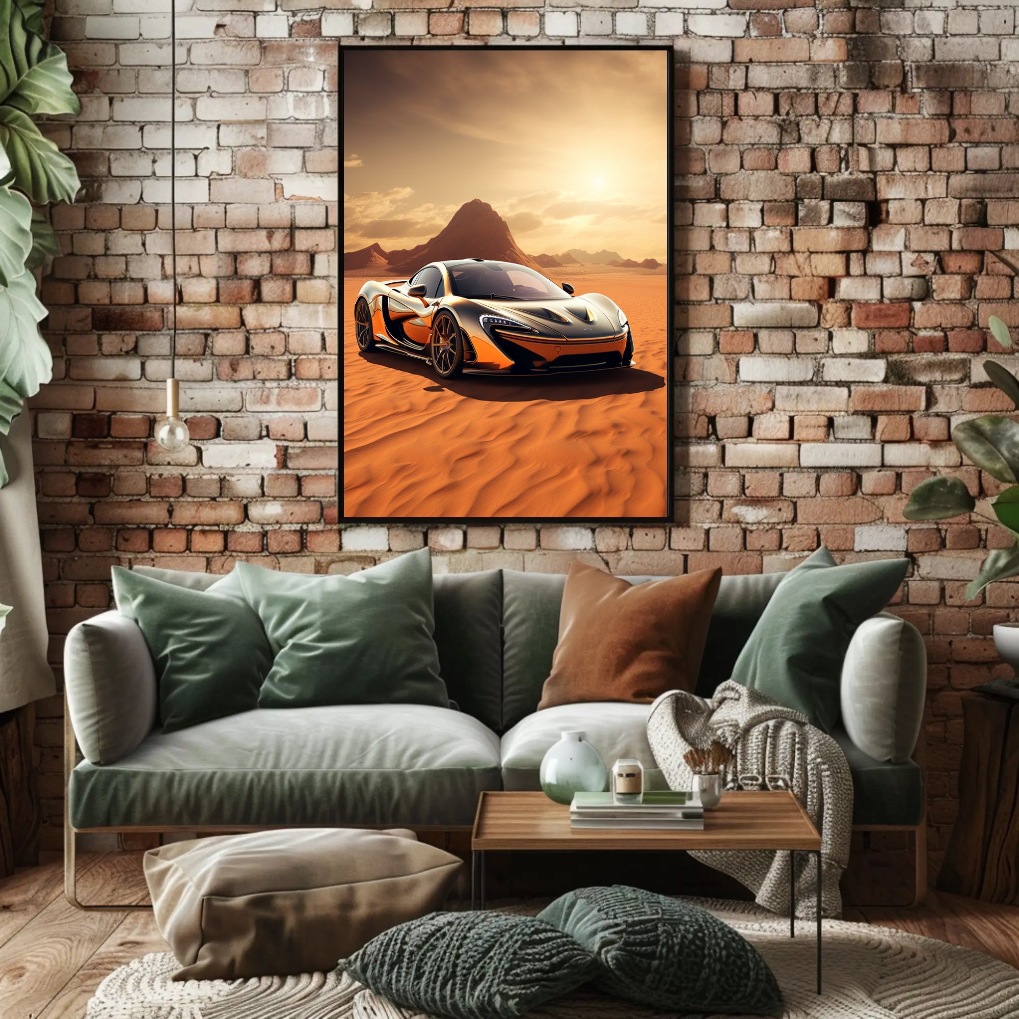 Sleek Supercar in the Desert Poster PosterGoat