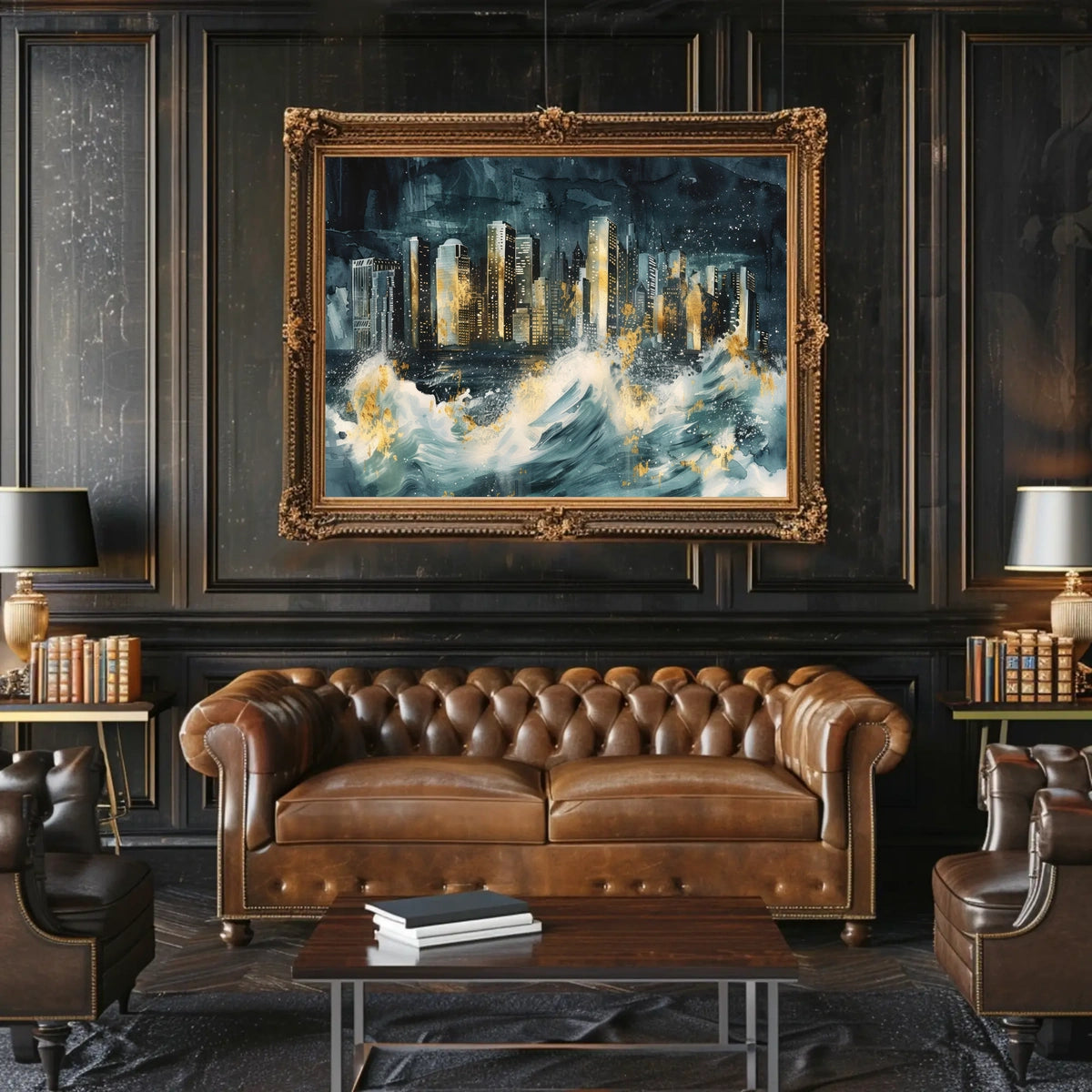 Cityscape Amidst the Storm Poster