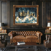 Cityscape Amidst the Storm Poster