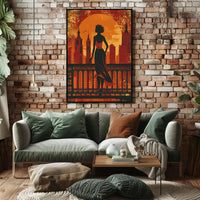 Urban Elegance: Vintage Cityscape Silhouette Poster
