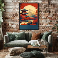 Tranquil Autumn Landscape Pagoda Poster