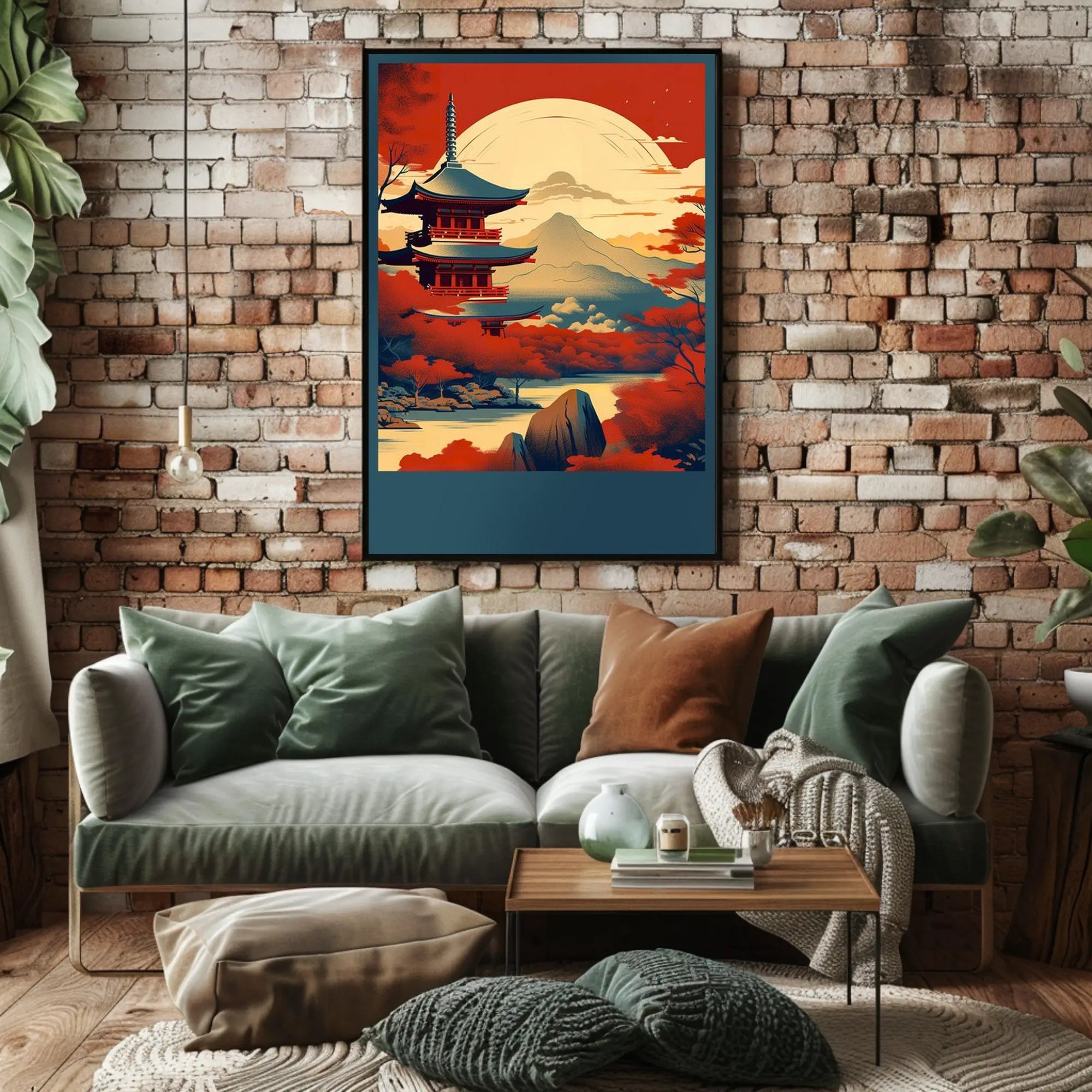 Tranquil Autumn Landscape Pagoda Poster