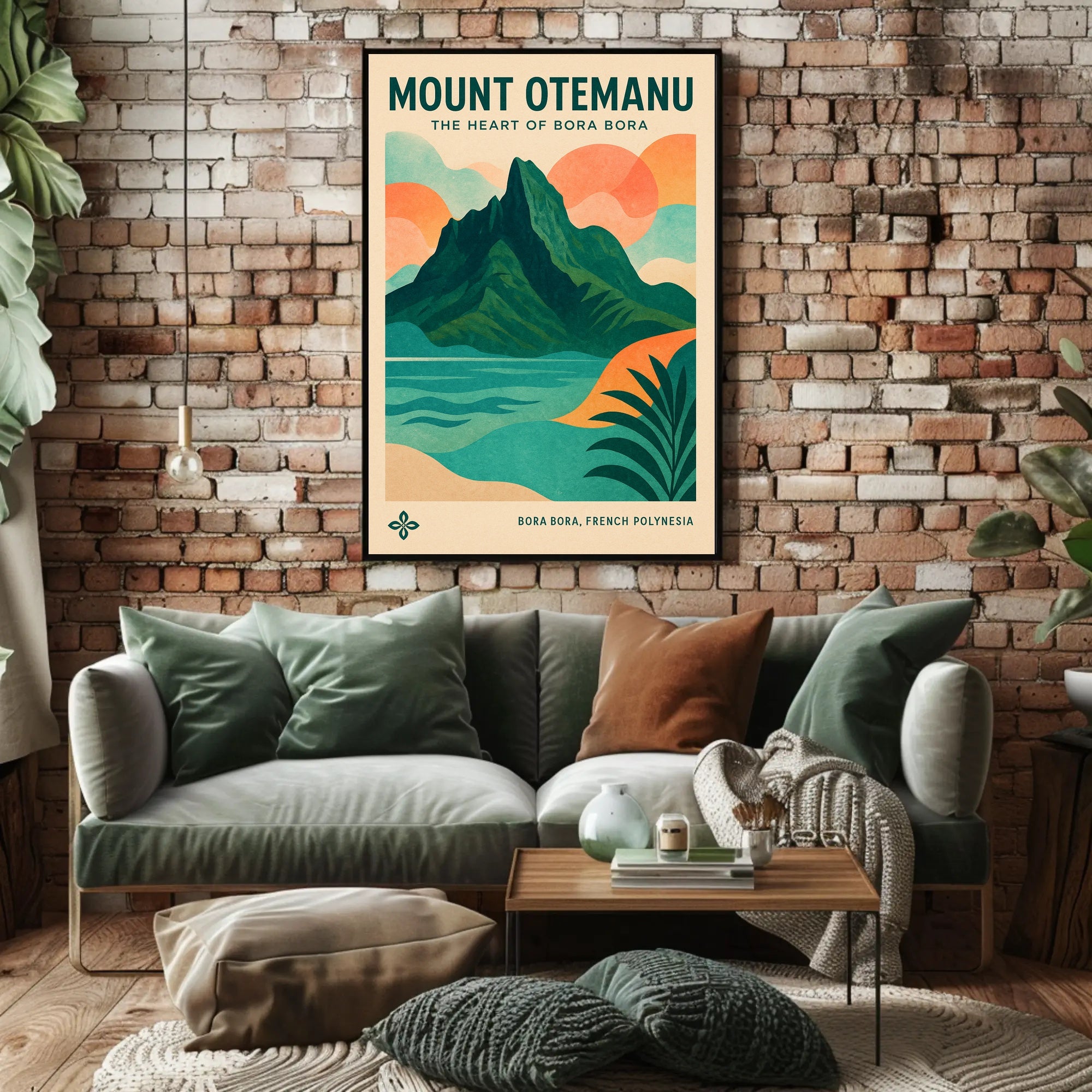 Mount Otemanu Vintage Travel Illustration Poster PosterGoat