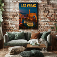 Las Vegas Neon Skyline Poster For Living Room Decor