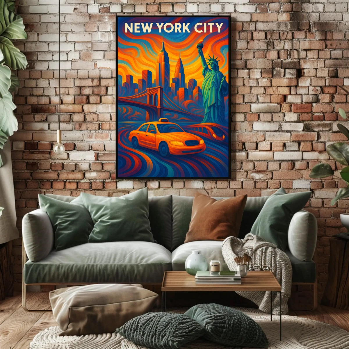 New York City Landmarks Poster Abstract Vibrant Wall Art
