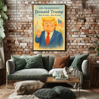 Trump Patriotism Watercolor Inspirational Capitol Dome American Flag Portrait Inspired Decor Collector Poster