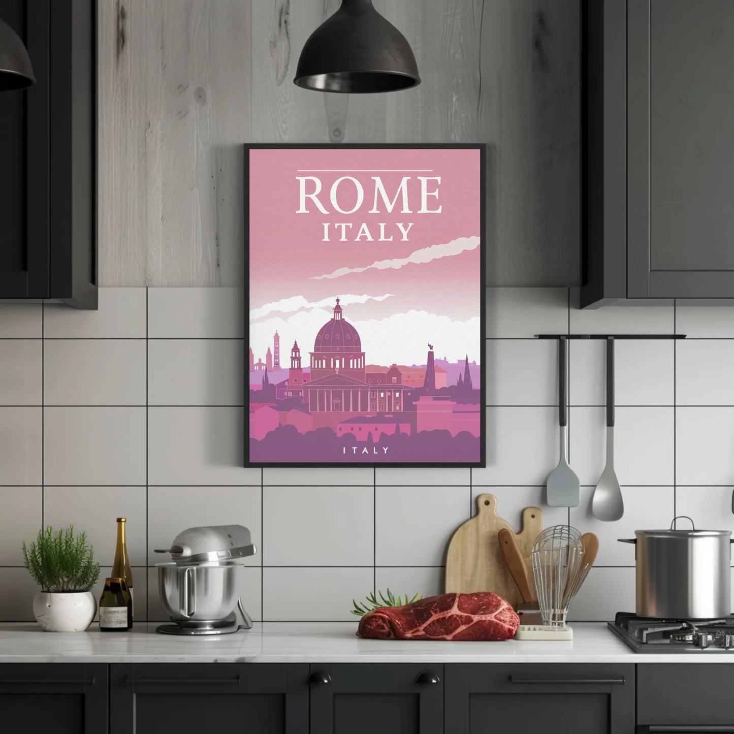 Rome: Cityscape in Pink Hues