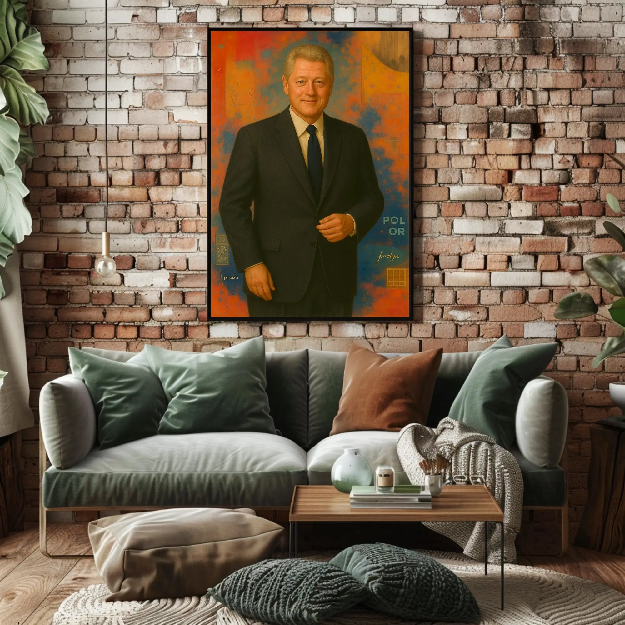 Vibrant Abstract Suit Portrait - Artistic Poster