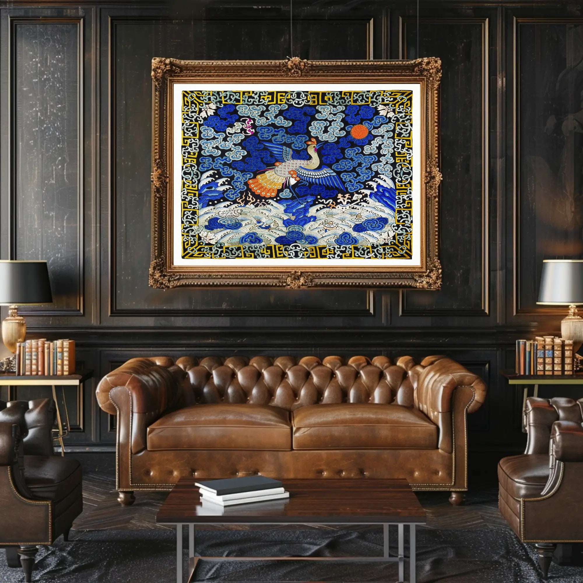 Mythical Phoenix in Stormy Sea Artistic Poster