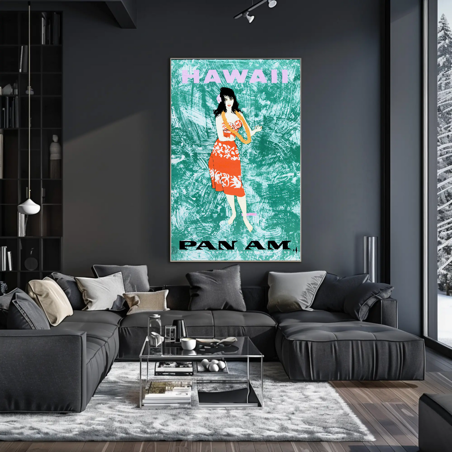 Hawaii Hula Girl Pan Am Vintage Travel Poster
