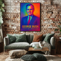 George H. W. Bush 41st President of the United States Neon Gradient Overlay Poster