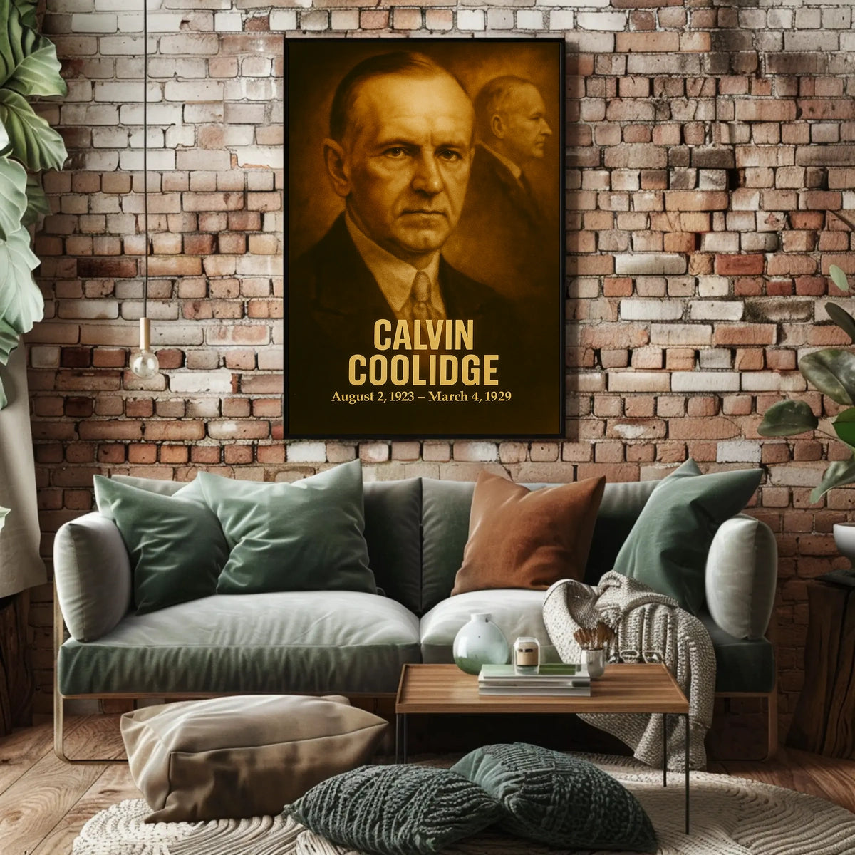 Calvin Coolidge Presidential Poster Vintage Analog Film Aesthetic Wall Art Portrait Historical Print