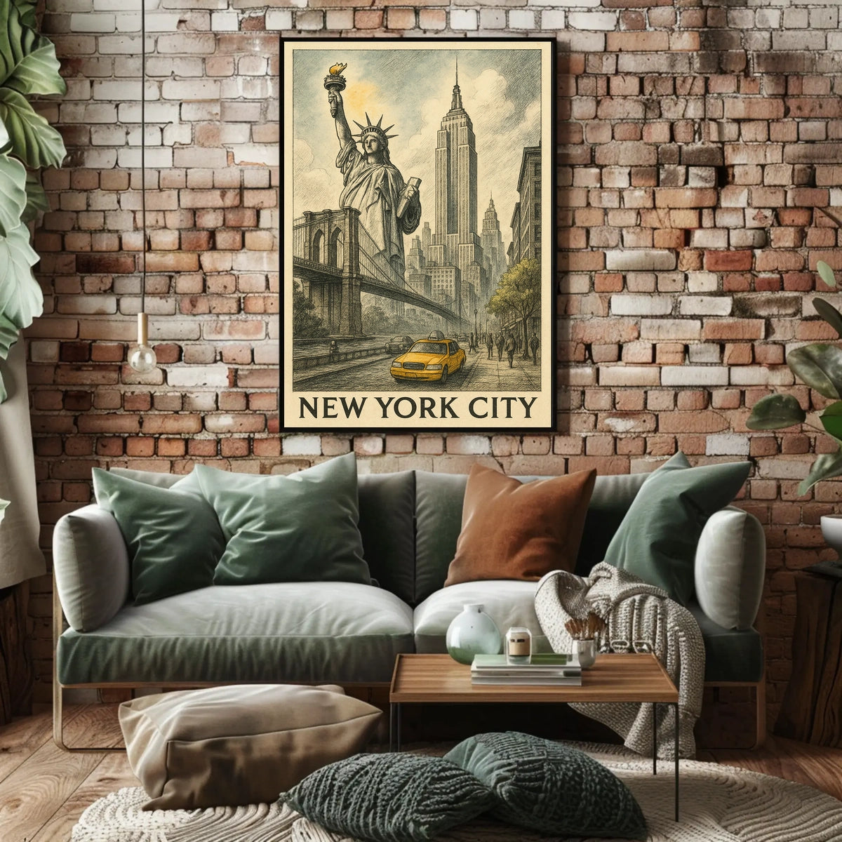 New York City Iconic Skyline Poster Vintage Wall Art