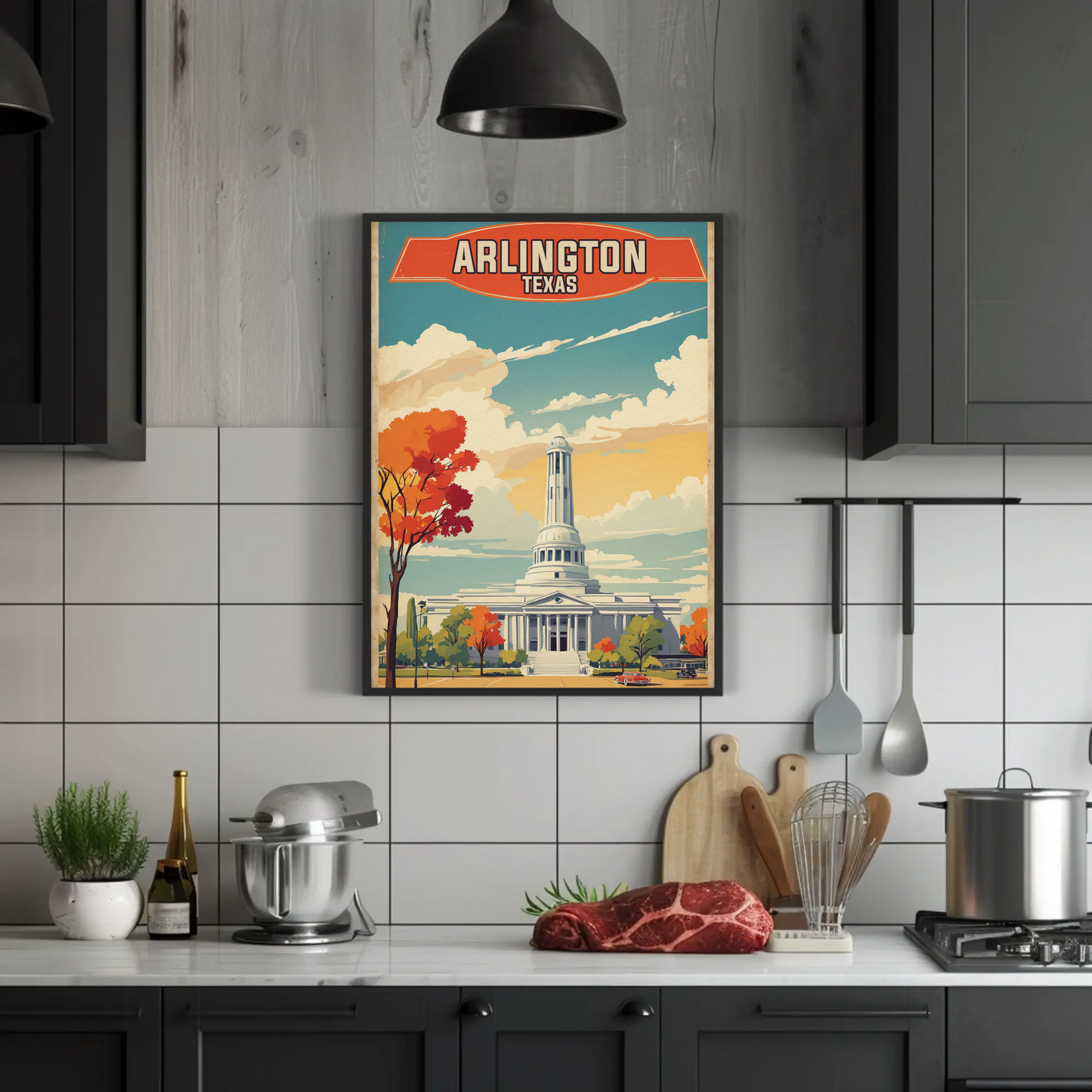Arlington Texas Grand Capitol Vintage Travel Poster