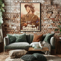 Frau im Luftschutz Poster PosterGoat