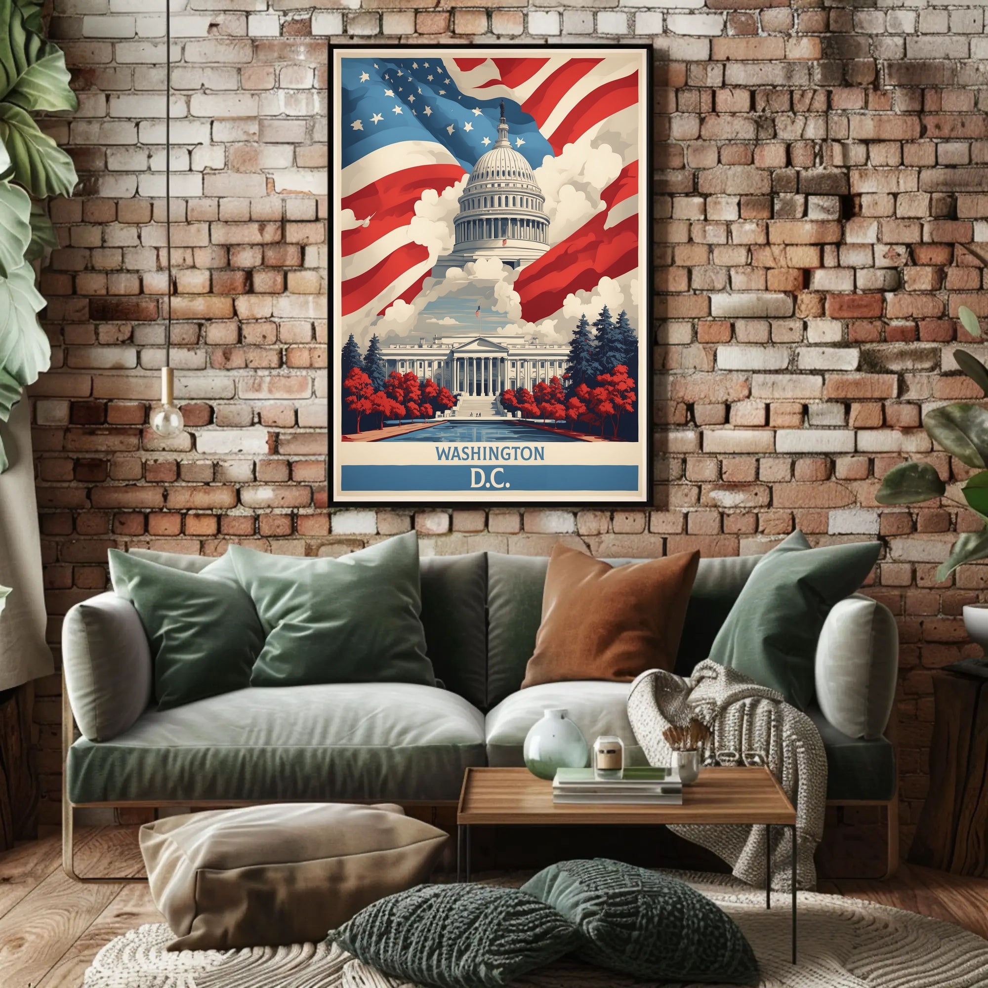 United States Capitol Vintage Artistic Patriotic Political Poster